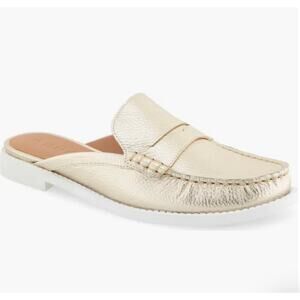 Aerosoles Sally slip on Gold metallic pebbled leather mules shoes sz 9